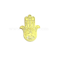 Brass Self Adhesive Decorative Stickers, Golden Plated Metal Decals, for DIY Epoxy Resin Crafts, Hamsa Hand, 30mm(WG60667-05)