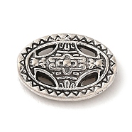 Tibetan Style Alloy Beads, Cadmium Free & Nickel Free & Lead Free, Oval, Antique Silver, 14x10x3mm, Hole: 1.5mm(TIBEB-L007-03AS)