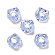 Transparent Resin European Beads, Large Hole Beads, Faceted, Polygon, Lavender, 13~13.5x8mm, Hole: 5.7mm(RESI-B020-01F)