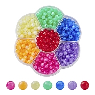 7 Style Acrylic Beads, Imitation Gemstone, Round, Mixed Color, 6mm, Hole: 1.8mm, 70pcs/style(MACR-YW0001-56A)