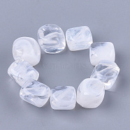 Acrylic Beads, Imitation Gemstone, Clear & White, 11.5x11.5x9mm, Hole: 1.8mm, about 855pcs/500g(OACR-T006-131)