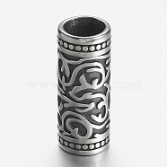 304 Stainless Steel Tube Beads, Antique Silver, 24x9.5mm, Hole: 7mm(STAS-E133-059AS)