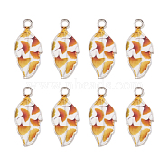 Alloy Enamel Pendants, Leaf with Ginkgo Leaf Pattern, Platinum, Colorful, 21.5x10x2mm, Hole: 2mm, 2pcs/Set(PALLOY-TAC0009-25P-E)