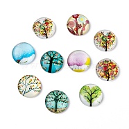 Tree of Life Printed Half Round/Dome Glass Cabochons, Mixed Color, 16x5mm(GGLA-A002-16mm-GG)