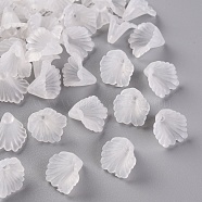 Frosted Acrylic Bead Caps, Flower, White, 12x12x9mm, Hole: 1.2mm, about 1700pcs/500g(MACR-S371-10A-701)