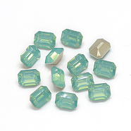 Pointed Back Resin Rhinestone Cabochons, Imitation Opalite, Rectangle Octagon, Turquoise, 18x13x7.5mm, about 70pcs/bag(RESI-T017-13x18mm-A20)