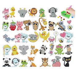 Animals DIY Diamond Painting Sticker Kit, Including PVC Rhinestones Bag, Diamond Sticky Pen, Tray Plate and Glue Clay, Mixed Color, 180x130mm(PW-WG9363D-01)