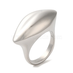 304 Stainless Steel Finger Ring, Elliptic Shape, Stainless Steel Color, Inner Diameter: 18mm(RJEW-C108-01P)