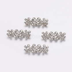 Alloy Bar Spacers, with Grade A Middle East Rhinestone, Cadmium Free & Lead Free, Platinum, Size: about 6.5mm wide, 18mm long, 4mm thick, hole: 1mm(X-BSAH030)