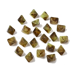 Opaque Acrylic Beads, Imitation Gemstone, Nuggets, Two Tone, Faceted, Olive, 11.5x19.5x21.5mm, Hole: 1.8mm, 179pcs/500g(OACR-D320-02M)