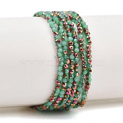 Electroplate Glass Beads Stradns, Round, Half Plated, Faceted , Aquamarine, 2mm, Hole: 0.9mm, about 181pcs/strand, 14.29''(36.3cm)(EGLA-H114-01O)