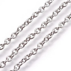 304 Stainless Steel Cable Chains, Unwelded, with Spool, Oval, Stainless Steel Color, 4x3x0.8mm, about 164.04 Feet(50m)/roll(CHS-R003-0.8mm)