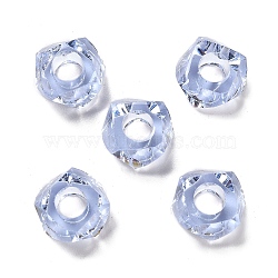 Transparent Resin European Beads, Large Hole Beads, Faceted, Polygon, Lavender, 13~13.5x8mm, Hole: 5.7mm(RESI-B020-01F)