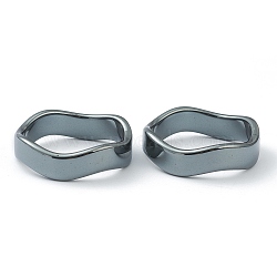 Non-magnetic Synthetic Hematite Finger Rings, Wave, US Size 12 1/4(21.5mm)(RJEW-J072-03G)