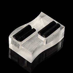 Organic Glass Ring Displays, with Black Velvet, Twist Rectangle, Clear, 37x59x19mm(RDIS-N002-05)