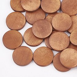 Natural Pear Wood Beads, Dyed, Flat Round, Chocolate, 25x5mm, Hole: 2mm(X-WOOD-T009-2.5cm-04)