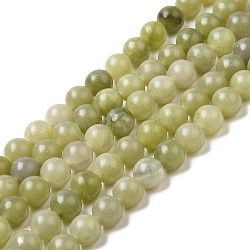Natural Green Jade Beads Strands, Round, 8mm, Hole: 0.8mm, about 46pcs/strand, 14.76''(37.5cm)(G-K340-A02-02)