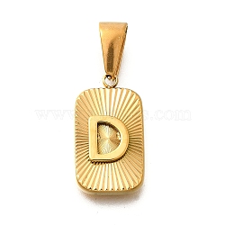 304 Stainless Steel Pendants, Rectangle with Letter Charm, Real 18K Gold Plated, Letter D, 22x12.5x4mm, Hole: 8x4mm(STAS-S161-01D-G)