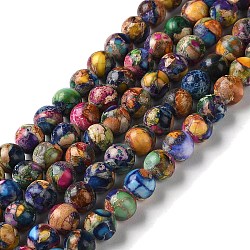 Natural Imperial Jasper Beads Strands, Dyed, Round, Colorful, 8~8.5mm, Hole: 1~1.2mm, about 47~48pcs/strand, 15.16 inch(38.5cm)(G-I122-8mm-28)