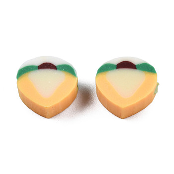 Handmade Polymer Clay Beads, Peach, Navajo White, 9~9.5x9.5~10x4.5mm, Hole: 1.2~1.8mm