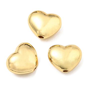 Brass Beads, Long-Lasting Plated, Lead Free & Cadmium Free, Heart, Real 18K Gold Plated, 9x11x5.7mm, Hole: 1.6mm