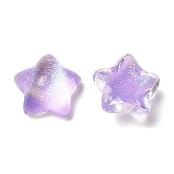 Transparent Epoxy Resin Cabochons, with Glitter Powder, Star, Lilac, 16x16x8mm