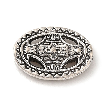 Tibetan Style Alloy Beads, Cadmium Free & Nickel Free & Lead Free, Oval, Antique Silver, 14x10x3mm, Hole: 1.5mm