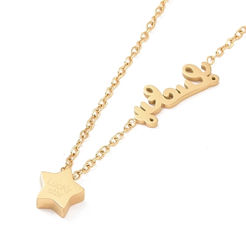 Ion Plating(IP) 304 Stainless Steel Lucky Star Pendant Necklace for Women, Golden, 16.73 inch(42.5cm)