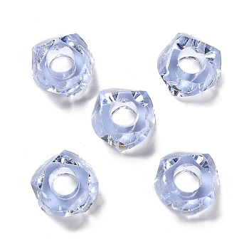 Transparent Resin European Beads, Large Hole Beads, Faceted, Polygon, Lavender, 13~13.5x8mm, Hole: 5.7mm