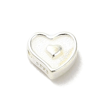Sterling Silver Beads, Heart, with S925 Stamp, Silver, 5x6x2.5mm, Hole: 0.8mm