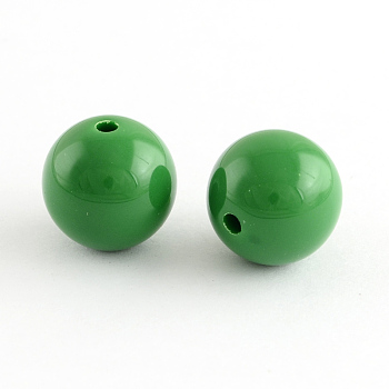Chunky Bubblegum Round Acrylic Beads, Green, 8mm, Hole: 1.5mm, about 1700pcs/500g