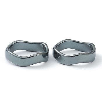 Non-magnetic Synthetic Hematite Finger Rings, Wave, US Size 12 1/4(21.5mm)