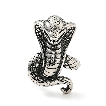 316 Stainless Steel Snake Finger Ring, Gothic Jewelry for Women, Antique Silver, US Size 7 3/4(17.9mm)