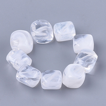 Acrylic Beads, Imitation Gemstone, Clear & White, 11.5x11.5x9mm, Hole: 1.8mm, about 855pcs/500g