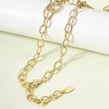 Brass Textured Rind Link Chain Necklaces(NJEW-L013-06G)-1