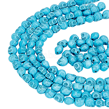 Deep Sky Blue Skull Synthetic Turquoise Beads