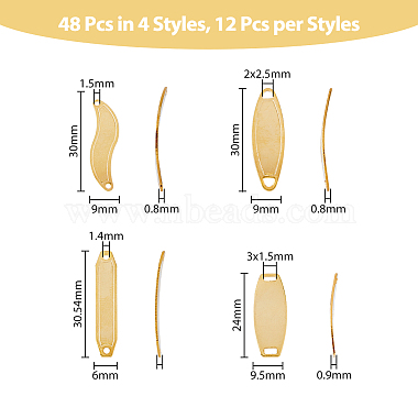 dicosmetic 48piezas 4 estilos 201 dijes de conector de acero inoxidable(STAS-DC0014-18)-2