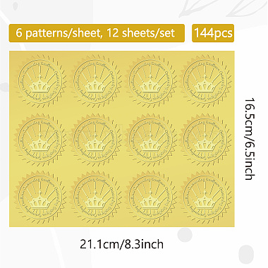 12 Sheets Self Adhesive Gold Foil Embossed Stickers(DIY-WH0451-027)-2