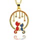 Full Moon with Double Cat and Star Pendant Necklace(JN1028A)-1