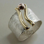 Alloy Finger Rings, Two-Tone Gold Accent Ring, Contemporary Artistic Textured Statement Ring, Golden & Silver, US Size 10(19.8mm)(FS-WG7DD76-05)