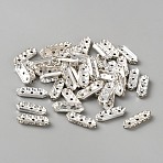 Iron with Crystal Rhinestone Slide Charms, Rectangle, Silver, 21x7x3.5mm, Hole: 1.5mm(IFIN-TAC0010-03)