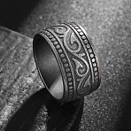 Vintage Totem 304 Stainless Steel Wide Finger Rings for Men, Gunmetal, US Size 9(18.9mm)(FS-WG9BFEA-07)