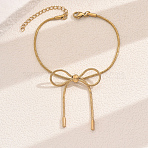 304 Stainless Steel Snake Chain Bracelets for Women, Butterfly, Golden, Inner Diameter: 7-1/8 inch(18cm)(PI2985-1)