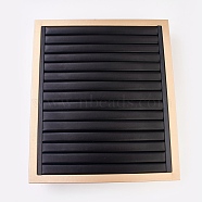 PU Leather Ring Displays, with Wood, Jewelry Display Stand, Black, 30.2x13.1x34.9cm(RDIS-L003-08)