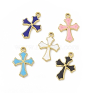 Ion Plating(IP) 304 Stainless Steel Pendant with Enamel, Cross, Mixed Color, 21.5x15x2mm, Hole: 1.8mm(STAS-H178-06G)