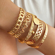 5Pcs 5 Styles Alloy Bangles, Stackable Bangle Set for Women, Golden, Diameter: 67~71mm(WG70F83-13)