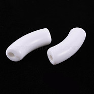 Opaque Acrylic Beads, Curved Tube, White, 34.5x13x11mm, Hole: 3.5mm, about 155pcs/500g(SACR-S677-001)