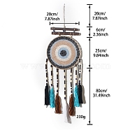 Evil Eye Wall Decor, Woven Net/Web with Feather Pendant Decorations, for Home Craft Wall Hanging, Light Blue, 800x200mm(PW-WG57878-02)