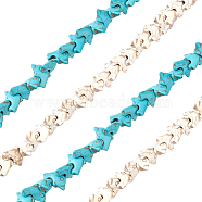 2 Strands 2 Colors Synthetic Turquoise Beads Strands, Dyed, Dolphin, Mixed Color, 13x19.5x6.5mm, Hole: 1mm, about 42pcs/strand, 14.84''(37.7cm), 1 strands/color(G-FH0001-96)