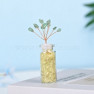 Chip Natural Citrine & Green Aventurine Display Decorations, with Glass Bottle and Copper Wire, Wishing Tree, 81x26x21.5mm(DJEW-D005-01R-04)